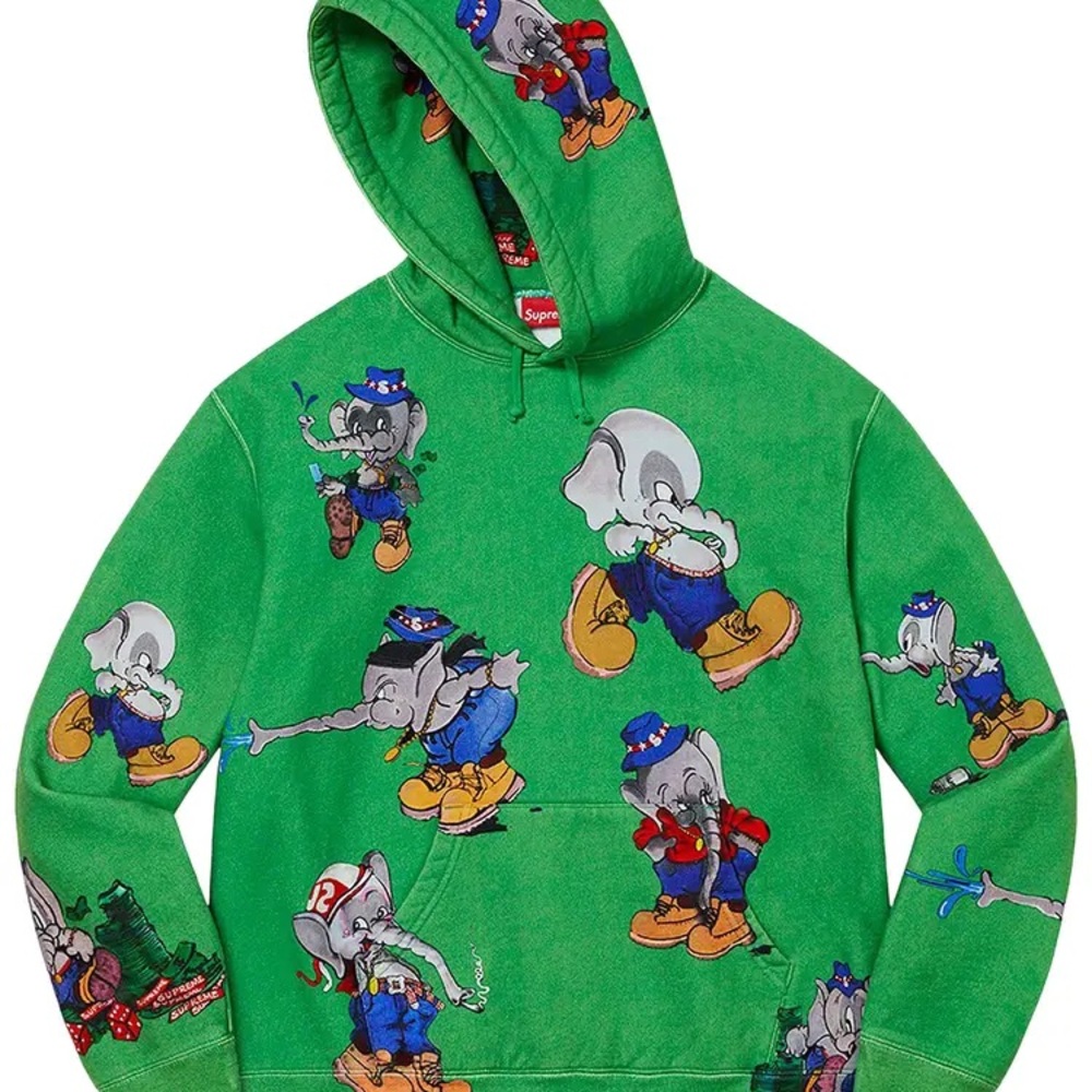Supreme Green Elephant Print Hoodie used once!